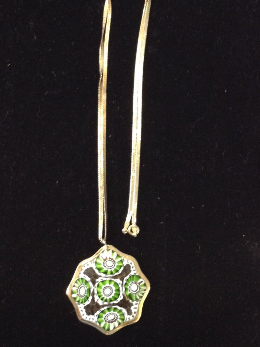 VTG 24" Sterling Serpentine Chain w/Millefiori Pendant Murano-style Boho Chic